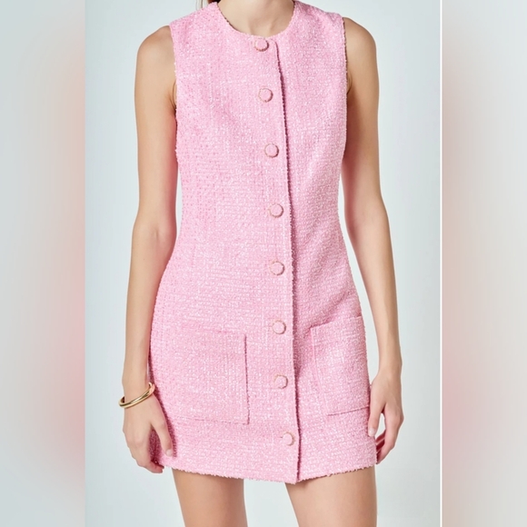 NWOT Endless Rose Tweed Mini Dress - Picture 2 of 9
